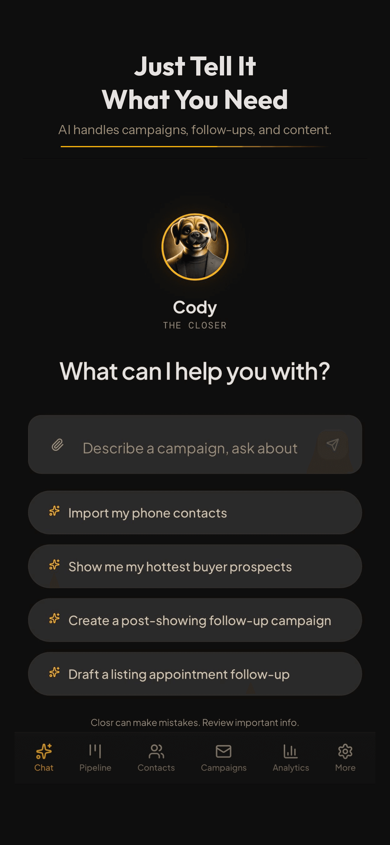 Closr mobile app screenshot 1